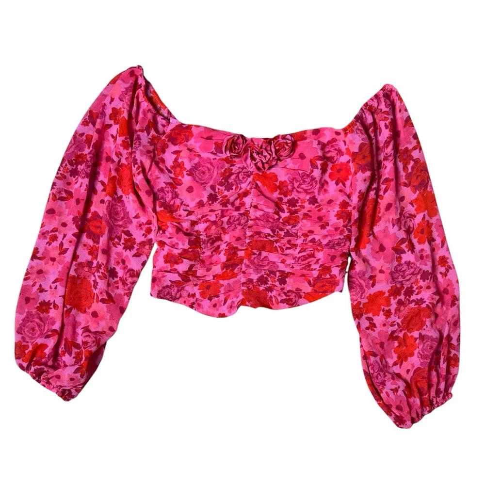Free People Oh Lala Floral Rosette Top size XS